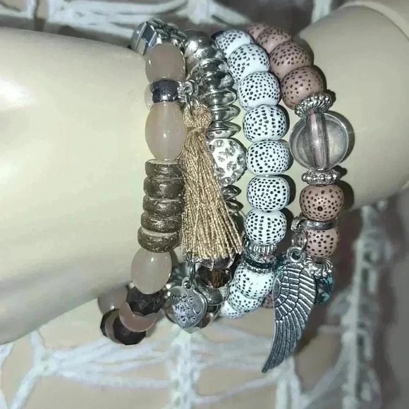 Bracelet 4 pcs set volcano stone - Picture 2 of 3